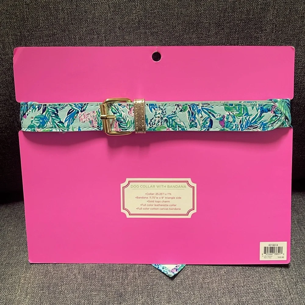 Lilly Pulitzer Barking up the Palm Tree Dog Collar with Bandana